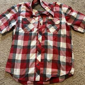 Orvis red plaid short sleeve top